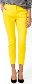 Essential Ankle Pants - pattern: plain; style: capri; waist detail: fitted waist; pocket detail: small back pockets, pockets at the sides; waist: mid/regular rise; predominant colour: yellow; occasions: casual, evening, holiday; length: ankle length; fibres: cotton - stretch; hip detail: fitted at hip (bottoms); texture group: cotton feel fabrics; trends: fluorescent; fit: skinny/tight leg; pattern type: fabric