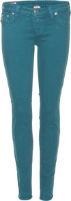 Misty Mid Rise Super Skinny Jeans - style: skinny leg; length: standard; pattern: plain; pocket detail: traditional 5 pocket; waist: mid/regular rise; predominant colour: teal; occasions: casual, evening, holiday; fibres: cotton - stretch; texture group: denim; pattern type: fabric