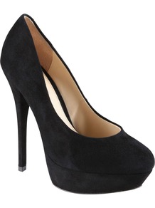 Fronime Court Shoes, Black - predominant colour: black; occasions: evening, occasion; material: fabric; heel: platform; toe: round toe; style: courts; finish: plain; pattern: plain; heel height: very high