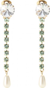 Ara Crystal Bead Embellished Earrings - predominant colour: emerald green; occasions: evening, occasion; style: drop; length: long; size: small; material: chain/metal; fastening: pierced; finish: plain; embellishment: jewels; secondary colour: clear