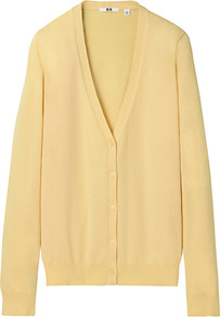 Women V Neck Cardigan 40 Cream - neckline: low v-neck; pattern: plain; hip detail: fitted at hip; bust detail: buttons at bust (in middle at breastbone)/zip detail at bust; predominant colour: ivory; occasions: casual, evening, work, holiday; length: standard; style: standard; fibres: cotton - 100%; fit: standard fit; sleeve length: long sleeve; sleeve style: standard; texture group: knits/crochet; pattern type: knitted - fine stitch