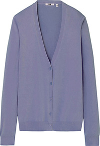 Women V Neck Cardigan 72 Purple - neckline: low v-neck; pattern: plain; predominant colour: lilac; occasions: casual, work; length: standard; style: standard; fibres: cotton - 100%; fit: standard fit; sleeve length: long sleeve; sleeve style: standard; texture group: knits/crochet; pattern type: knitted - fine stitch