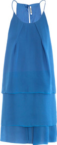 Satya Layered Dress - neckline: round neck; fit: loose; pattern: plain; sleeve style: sleeveless; style: vest; predominant colour: royal blue; occasions: evening, occasion; length: just above the knee; fibres: polyester/polyamide - 100%; sleeve length: sleeveless; texture group: silky - light; hip detail: ruffles/tiers/tie detail at hip; pattern type: fabric