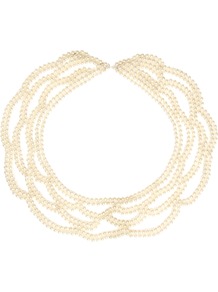 Pearl Collar - predominant colour: ivory; occasions: evening, work; style: choker/collar; length: mid; size: large/oversized; finish: plain; embellishment: pearls