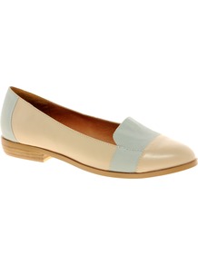 Manhattan Loafers - secondary colour: pale blue; predominant colour: nude; occasions: casual, work, holiday; material: faux leather; heel height: flat; toe: pointed toe; style: loafers; finish: plain; pattern: colourblock