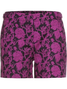 Brach Print Shorts - style: shorts; waist: high rise; length: short shorts; secondary colour: magenta; predominant colour: black; occasions: casual; fibres: cotton - stretch; texture group: cotton feel fabrics; fit: straight leg; pattern type: fabric; pattern size: big & busy; pattern: florals