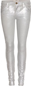 The Ankle Skinny Coated Jeans - style: skinny leg; length: standard; pattern: plain; pocket detail: traditional 5 pocket; waist: mid/regular rise; predominant colour: silver; occasions: casual, evening, holiday; fibres: cotton - stretch; texture group: denim; trends: metallics; pattern type: fabric