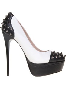 Esme Leather Toecap Courts - occasions: evening, occasion, holiday; material: leather; embellishment: studs; heel: platform; toe: round toe; style: courts; predominant colour: monochrome; finish: plain; pattern: colourblock; heel height: very high