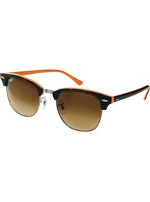 New Clubmaster Sunglasses - secondary colour: bright orange; predominant colour: chocolate brown; occasions: casual, holiday; style: d frame; size: standard; material: plastic/rubber; pattern: tortoiseshell; finish: plain