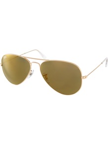 Crystal Gold Mirror Aviator Sunglasses - predominant colour: gold; occasions: casual, holiday; style: aviator; size: large; material: chain/metal; pattern: plain; finish: metallic