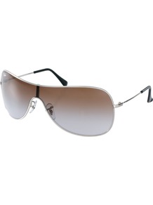 Silver Visor Sunglasses - predominant colour: silver; occasions: casual, holiday; style: aviator; size: standard; material: chain/metal; pattern: plain; finish: metallic