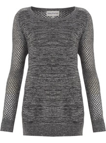 Elisped Hem Jumper, Multi Coloured - neckline: round neck; pattern: plain; length: below the bottom; style: standard; predominant colour: charcoal; occasions: casual; fit: standard fit; sleeve length: long sleeve; sleeve style: standard; texture group: knits/crochet; pattern type: knitted - fine stitch; fibres: viscose/rayon - mix