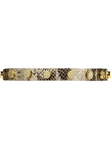 Leather Wrist Cuff, Metallic - predominant colour: champagne; occasions: casual, evening, occasion; style: cuff; size: small; material: leather; trends: metallics; finish: metallic; embellishment: studs