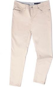 Lenny Rome Slim Leg Ankle Jean, Khaki - pattern: plain; pocket detail: traditional 5 pocket; style: slim leg; waist: mid/regular rise; predominant colour: ivory; occasions: casual; length: ankle length; fibres: cotton - stretch; texture group: denim; pattern type: fabric