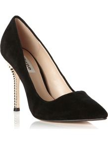 Amazeball Court Shoes, Black - secondary colour: silver; predominant colour: black; occasions: evening, work, occasion; material: suede; heel height: high; heel: stiletto; toe: pointed toe; style: courts; finish: plain; pattern: plain; embellishment: chain/metal