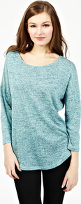 Marl Jumper - neckline: round neck; pattern: plain; length: below the bottom; style: standard; predominant colour: pale blue; occasions: casual; fibres: polyester/polyamide - mix; fit: loose; sleeve length: long sleeve; sleeve style: standard; texture group: knits/crochet; pattern type: knitted - fine stitch