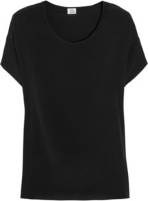 The Shell Silk Top - neckline: round neck; pattern: plain; predominant colour: black; occasions: casual, evening, work, holiday; length: standard; style: top; fibres: silk - 100%; fit: straight cut; sleeve length: short sleeve; sleeve style: standard; texture group: silky - light; pattern type: fabric; pattern size: standard
