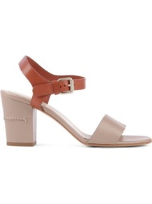 Tracy 70 Leather Sandals - secondary colour: taupe; predominant colour: stone; occasions: casual, evening, holiday; material: leather; heel height: mid; ankle detail: ankle strap; heel: block; toe: open toe/peeptoe; style: standard; finish: plain; pattern: plain