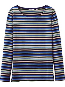 Women Striped Boat Neck Long Sleeve T Shirt C 66 Blue - pattern: horizontal stripes; style: t-shirt; predominant colour: royal blue; secondary colour: navy; occasions: casual; length: standard; neckline: scoop; fibres: cotton - 100%; fit: straight cut; sleeve length: long sleeve; sleeve style: standard; pattern type: fabric; pattern size: standard; texture group: jersey - stretchy/drapey