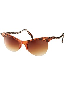 Cat Eye Sunglasses With Cut Away Detail - secondary colour: chocolate brown; predominant colour: tan; occasions: casual, holiday; style: cateye; size: standard; material: plastic/rubber; pattern: tortoiseshell; finish: plain