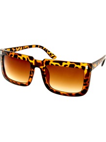 Square Retro Sunglasses - secondary colour: mustard; predominant colour: chocolate brown; occasions: casual, holiday; style: square; size: standard; material: plastic/rubber; pattern: tortoiseshell; finish: plain