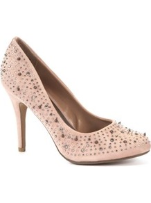 Nude Spike Stud Embellished Court Shoes - predominant colour: nude; occasions: evening, occasion; material: fabric; heel height: high; embellishment: studs; heel: stiletto; toe: round toe; style: courts; finish: plain; pattern: plain