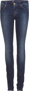 Olivya Skinny Jeans - style: skinny leg; length: standard; pattern: plain; pocket detail: traditional 5 pocket; waist: mid/regular rise; predominant colour: navy; occasions: casual, evening; fibres: cotton - stretch; jeans detail: shading down centre of thigh, dark wash; texture group: denim; pattern type: fabric