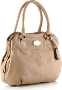 Designer Natural Leather Curved Three Section Tote Bag - predominant colour: ivory; secondary colour: gold; occasions: casual, evening, work, holiday; type of pattern: standard; style: tote; length: handle; size: standard; material: leather; embellishment: tassels; pattern: plain; finish: plain