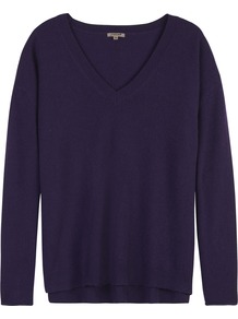 Cashmere Slouchy Sweater - neckline: v-neck; pattern: plain; length: below the bottom; style: standard; predominant colour: aubergine; occasions: casual; fit: loose; fibres: cashmere - 100%; sleeve length: long sleeve; sleeve style: standard; texture group: knits/crochet; pattern type: knitted - fine stitch