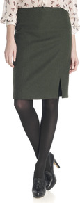 Moss Tweed Stitch Seam Skirt - pattern: plain; style: pencil; fit: tailored/fitted; waist: high rise; predominant colour: sage; occasions: casual, work; length: on the knee; fibres: wool - 100%; pattern type: fabric; texture group: tweed - light/midweight
