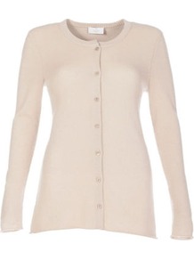 Cashmere Cardigan - neckline: round neck; pattern: plain; predominant colour: stone; occasions: casual, work; length: standard; style: standard; fit: standard fit; fibres: cashmere - 100%; sleeve length: long sleeve; sleeve style: standard; texture group: knits/crochet; pattern type: knitted - fine stitch