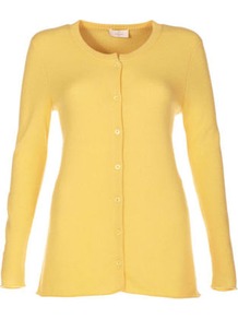 Cashmere Cardigan - neckline: round neck; pattern: plain; length: below the bottom; predominant colour: primrose yellow; occasions: casual; style: standard; fit: slim fit; fibres: cashmere - 100%; sleeve length: long sleeve; sleeve style: standard; texture group: knits/crochet; pattern type: knitted - fine stitch