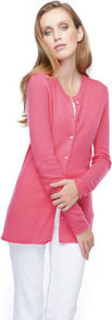 Cashmere Cardigan - neckline: round neck; pattern: plain; length: below the bottom; predominant colour: pink; occasions: casual, work; style: standard; fit: standard fit; fibres: cashmere - 100%; sleeve length: long sleeve; sleeve style: standard; texture group: knits/crochet; pattern type: knitted - other