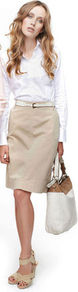 Satin Blouse - neckline: shirt collar/peter pan/zip with opening; pattern: plain; style: shirt; predominant colour: white; occasions: casual, work; length: standard; fibres: cotton - stretch; fit: tailored/fitted; sleeve length: long sleeve; sleeve style: standard; texture group: structured shiny - satin/tafetta/silk etc.; pattern type: fabric