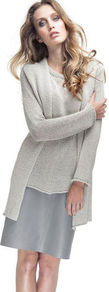 Ribbon Yarn Sweater - neckline: round neck; sleeve style: capped; pattern: plain; style: standard; predominant colour: light grey; occasions: casual, work; length: standard; fit: standard fit; sleeve length: short sleeve; texture group: knits/crochet; pattern type: knitted - other; fibres: viscose/rayon - mix