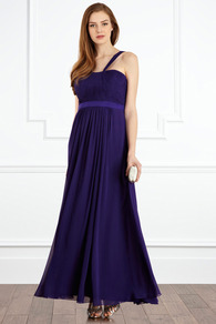 Icona Maxi - neckline: low v-neck; sleeve style: spaghetti straps; fit: fitted at waist; pattern: plain; style: maxi dress; bust detail: ruching/gathering/draping/layers/pintuck pleats at bust; predominant colour: navy; occasions: evening, occasion; length: floor length; fibres: polyester/polyamide - 100%; hip detail: soft pleats at hip/draping at hip/flared at hip; waist detail: narrow waistband; sleeve length: sleeveless; texture group: silky - light; pattern type: fabric