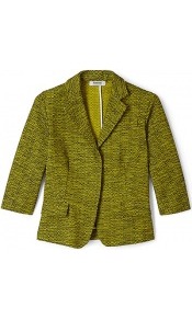 Zest Edyth Twill Jacquard Jacket - pattern: plain; style: single breasted blazer; collar: standard lapel/rever collar; predominant colour: yellow; secondary colour: black; occasions: casual, evening, work; length: standard; fit: tailored/fitted; fibres: cotton - mix; sleeve length: 3/4 length; sleeve style: standard; collar break: medium; pattern type: fabric; texture group: tweed - light/midweight