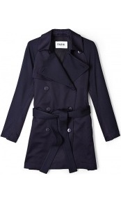 Navy Elaine Double Breasted Weekend Trench Coat Farhi Nicol - pattern: plain; style: double breasted; collar: standard lapel/rever collar; length: mid thigh; predominant colour: navy; occasions: casual, work; fit: tailored/fitted; fibres: cotton - mix; waist detail: belted waist/tie at waist/drawstring; sleeve length: long sleeve; sleeve style: standard; collar break: medium; pattern type: fabric; texture group: other - light to midweight