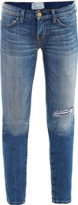 The Stiletto Mid Rise Skinny Jeans - style: skinny leg; pattern: plain; waist: low rise; pocket detail: traditional 5 pocket; predominant colour: denim; occasions: casual; length: calf length; fibres: cotton - stretch; jeans detail: whiskering, shading down centre of thigh, washed/faded; texture group: denim; pattern type: fabric