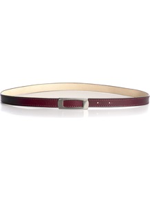 Skinny Retro Buckle Belt - predominant colour: burgundy; occasions: casual, evening, work, occasion; style: classic; size: skinny; worn on: waist; material: leather; pattern: plain; finish: plain
