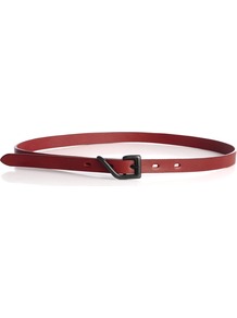 Skinny Open Buckle Belt - predominant colour: true red; occasions: casual, work; style: classic; size: skinny; worn on: waist; material: leather; pattern: plain; finish: plain