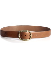 Classic Leather Jeans Belt - predominant colour: tan; occasions: casual, work; style: classic; size: standard; worn on: hips; material: leather; pattern: plain; finish: plain