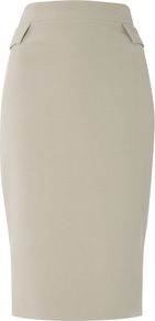Alessia Skirt, Cement - pattern: plain; style: pencil; fit: tailored/fitted; hip detail: front pockets at hip; waist: high rise; predominant colour: stone; occasions: evening, work; length: on the knee; fibres: polyester/polyamide - stretch; pattern type: fabric; texture group: other - light to midweight