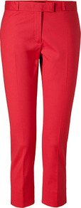 Red New Cotton Compact Nino Pants - pattern: plain; pocket detail: small back pockets, pockets at the sides; waist: mid/regular rise; predominant colour: true red; occasions: casual, evening, work, holiday; length: calf length; fibres: cotton - stretch; waist detail: narrow waistband; texture group: cotton feel fabrics; fit: straight leg; pattern type: fabric; style: standard