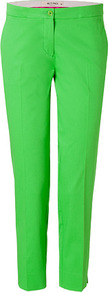 Green Cotton Stretch Ankle Pants - pattern: plain; pocket detail: small back pockets, pockets at the sides; waist: mid/regular rise; predominant colour: mint green; occasions: casual, evening, holiday; length: ankle length; fibres: cotton - stretch; texture group: cotton feel fabrics; fit: straight leg; pattern type: fabric; style: standard
