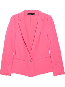Bruce Silk Crepe Blazer - pattern: plain; style: single breasted blazer; collar: standard lapel/rever collar; predominant colour: hot pink; occasions: casual, evening, work, occasion; length: standard; fit: tailored/fitted; fibres: silk - 100%; sleeve length: long sleeve; sleeve style: standard; collar break: medium; pattern type: fabric; texture group: woven light midweight