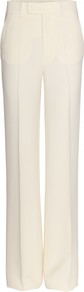 Wide Leg Tailored Trousers - length: standard; pattern: plain; waist: mid/regular rise; predominant colour: ivory; occasions: casual, evening, holiday; texture group: crepes; fit: straight leg; pattern type: fabric; style: standard; fibres: viscose/rayon - mix