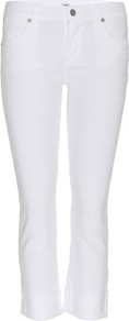 Dani Cropped Straight Leg Jeans - pattern: plain; pocket detail: traditional 5 pocket; style: slim leg; waist: mid/regular rise; predominant colour: white; occasions: casual, holiday; length: calf length; fibres: cotton - stretch; texture group: denim; pattern type: fabric