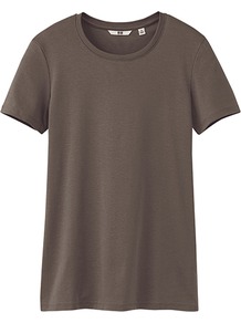 Women Premium Cotton Crew Neck Short Sleeve T Shirt 36 Brown - neckline: round neck; pattern: plain; length: below the bottom; style: t-shirt; predominant colour: chocolate brown; occasions: casual, work, holiday; fibres: cotton - 100%; fit: loose; sleeve length: short sleeve; sleeve style: standard; pattern type: fabric; texture group: jersey - stretchy/drapey