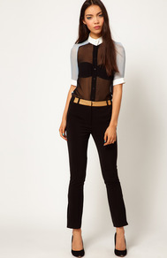 3 Colts Trousers - pattern: plain; waist: mid/regular rise; predominant colour: black; occasions: casual, evening, work; length: ankle length; fibres: nylon - mix; texture group: crepes; fit: slim leg; pattern type: fabric; style: standard